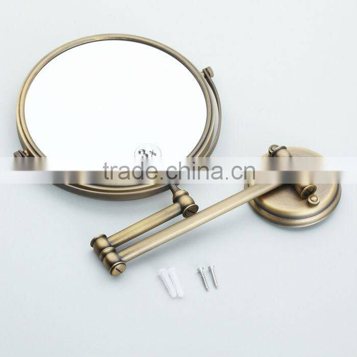 Luxury Bathroom Antique Brass rotating Makeup Mirror Cosmetic Mirror Double Faced Bath Mirrors