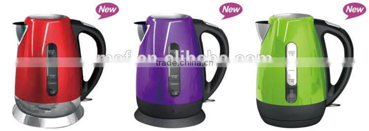 1.7L cordless colorful coating big window electric water kettle