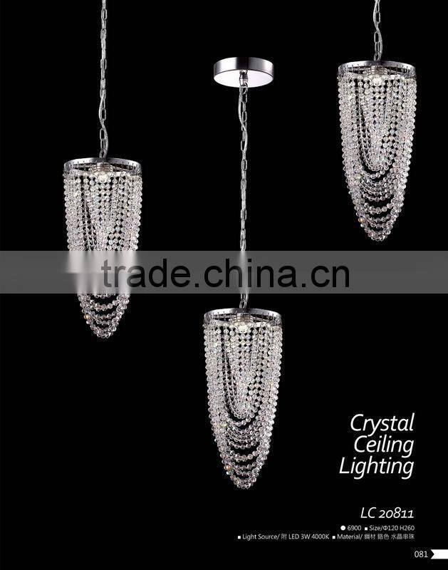 Crystal beaded decoration led pendant lamp LC20811 from china supplier