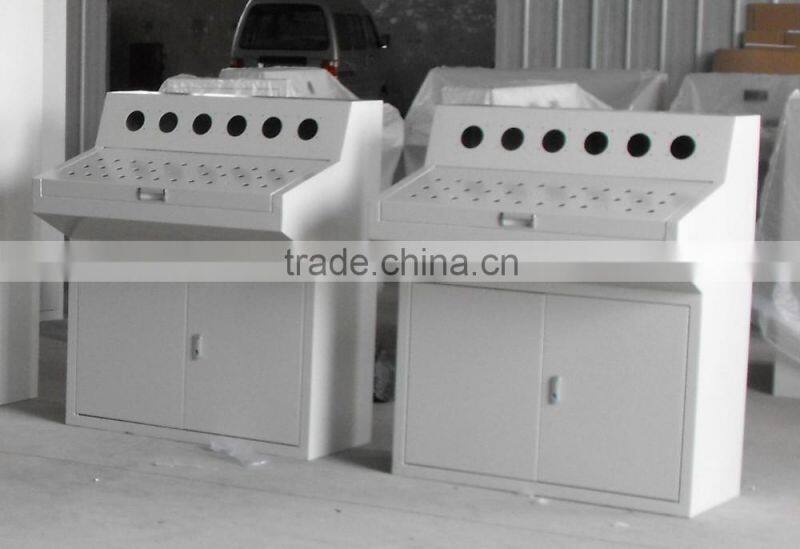 Sheet metal bending operating stage enclosure for operating machine protection