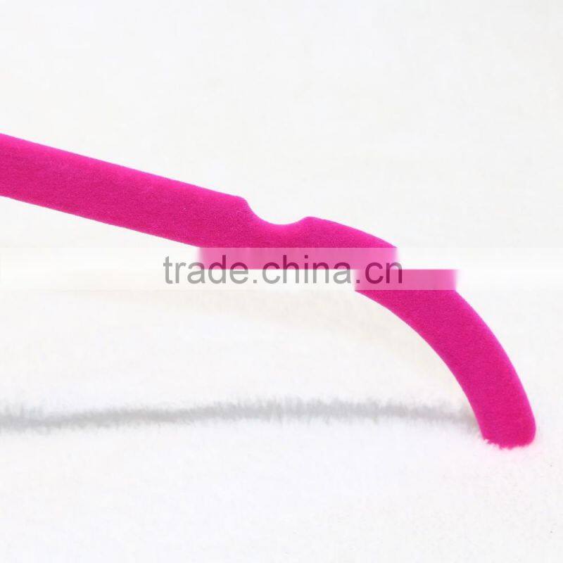 Non-slip purple velvet hanger /plastic clothes hanger covered velvet