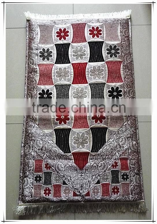 High quality jacquard muslim prayer mat with foam backing and zipper