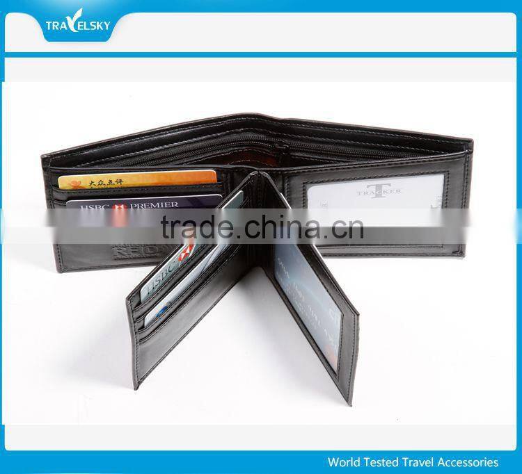 New design four fold durable young man leather RFID wallet