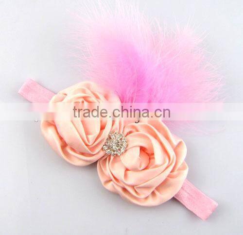 Wholesale 2015 new baby fashion accessory cute girls hair rose flower headband with diamond