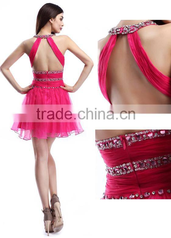 Gorgeous Sheath high neck Petite Formal Evening Gowns With Beading