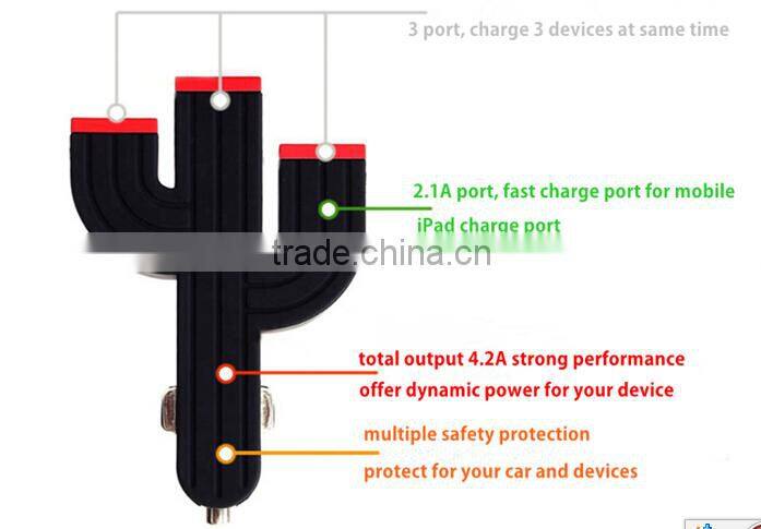 Hiqh quality universal usb car charger with 3 usb ports