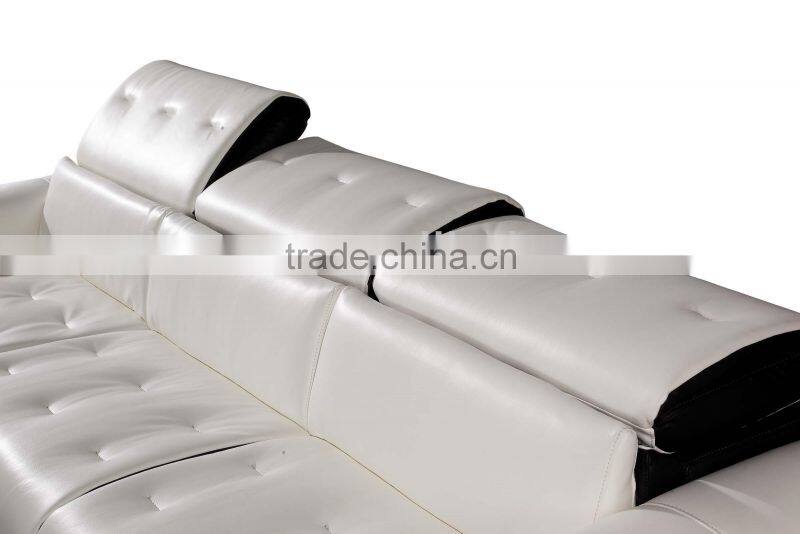 modern livingroom furniture leather sofa with adjustable headrests A350