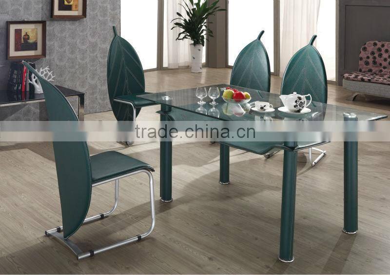 L820B Glass Top Stainless Steel Frame Dining Table Designs with Extension
