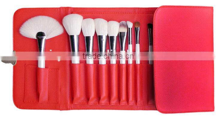 professional 26 piece white / silver makeup brush set with red case