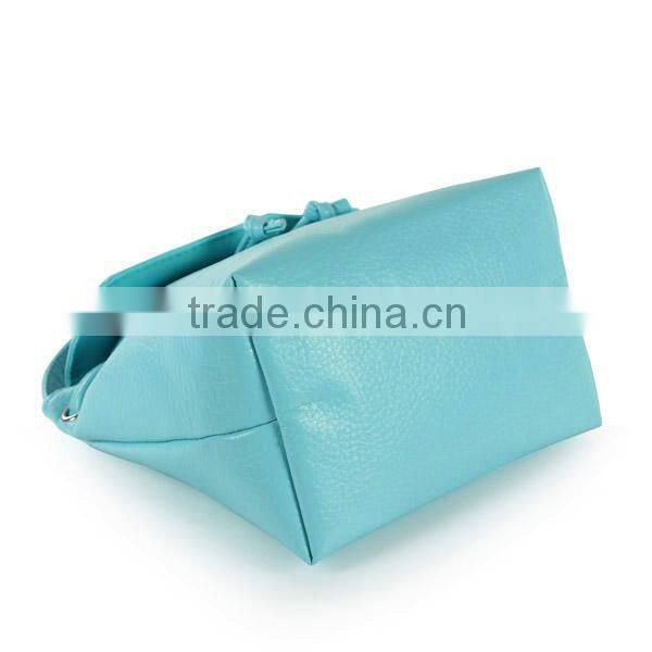 PU osmetic bag with eyelet string
