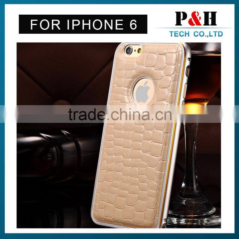 For iPhone 6 Leather Back Case Cover+Luxury Metal Frame Bumper for iphone 6 4.7',case for iphone 6