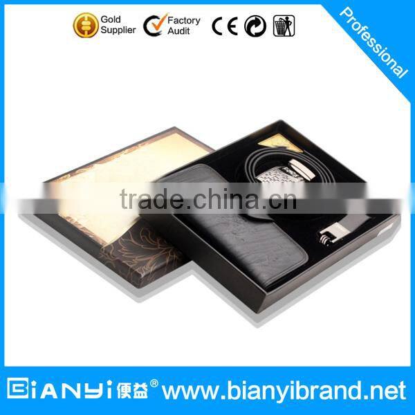 Hot Sale Fashion Cowhide Genuine Leather embossed Belt for Men Good quality with pin alloy buckle with handbag gift set