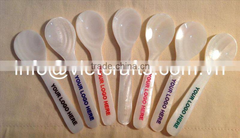 Mother of pearl spoon, customize logo on the handle