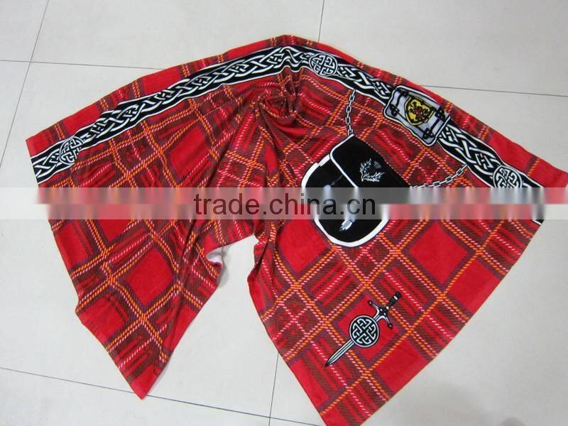 100% cotton velour printed scottish plaid beach towel plaid printed scottish beach towel