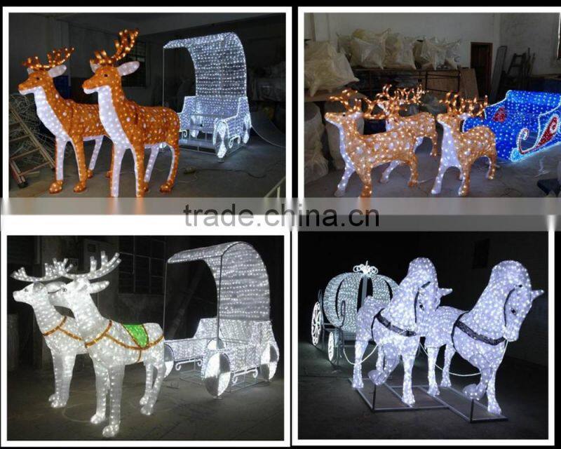 Hot sale christmas light with santa car and reindeer holiday time led light outdoor decoration