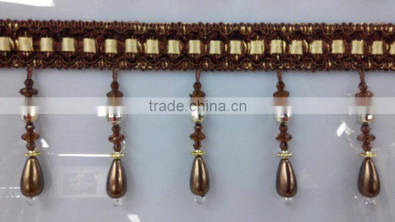fringe tassel for home textile, beaded tassel fringe for curtain