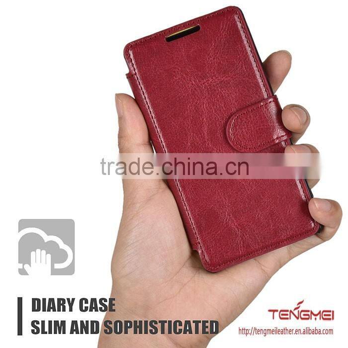 Genuine leather flip case for sony xperia z5 compact