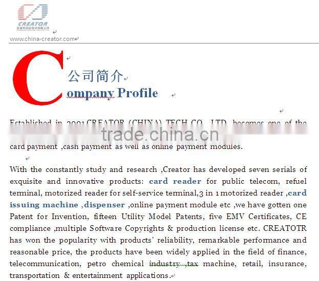 Chip Card RFID Gaming CRT-288 Manual Insert Card Reader