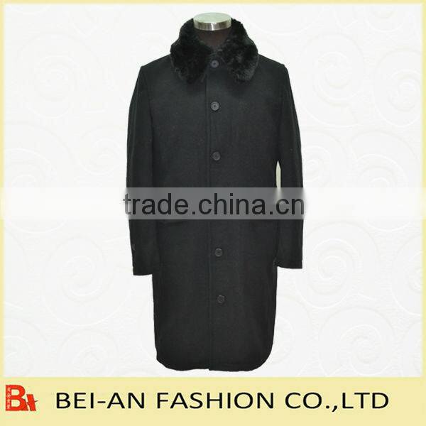 fake fur collar woolen coat for men