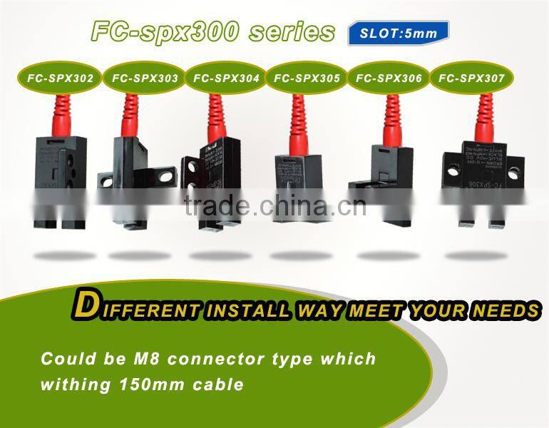 U photoelectric Sensor, Bubble Detection, Position Detection, FC-SPX306 series 2M 4-Wire PUR cable, NPN/PNP Offered.