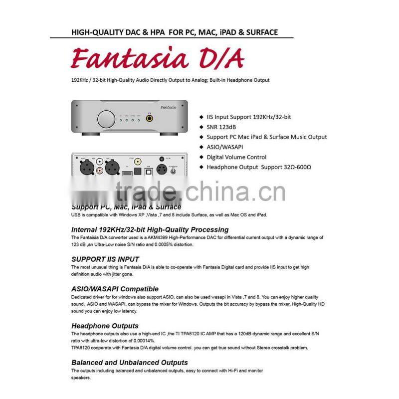 TempoTec Fantasia D/A 32Bit / 192KHz Decoder DAC External USB Sound Card Head-Amp amplifier