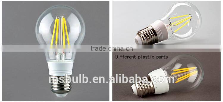 alibaba china A60 led bulb 5w , energy saving A60 filament led bulb with glass body