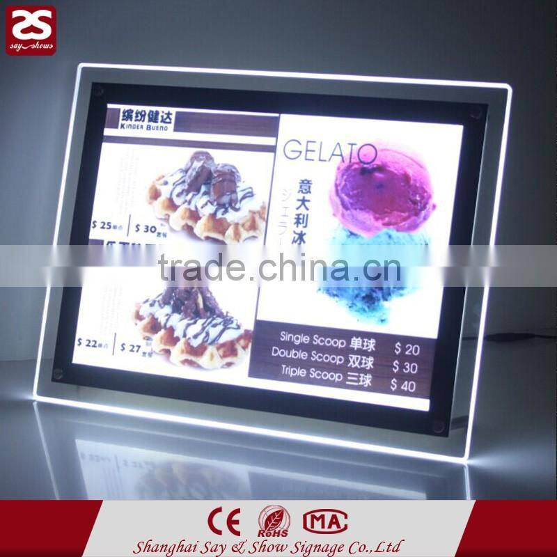 Factory direct sale slim light box led snap frame acrylic led signboard