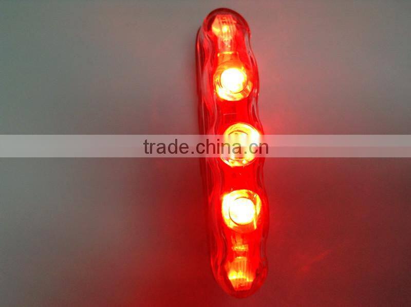 Factory direct sale nice well new design cheap red 5 led bike light