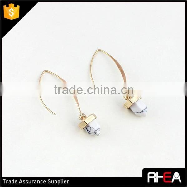 Boho 18K Gold Color Earring,Fashion Turquoise Stone Alloy Drop Earring,Stone Rivet Earring