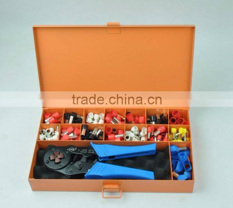 LSD good quilty LSC8-16-4TH ferrule crimper set with cable-end ferrules crimping tool and several terminals combinedin iron box