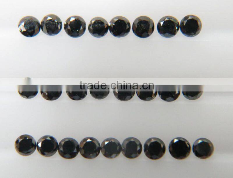 1.3-1.6mm Natural Loose Round Cut Fancy Black Diamond