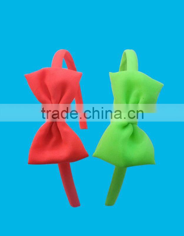 cute fluorescent fabric bow hard hairband