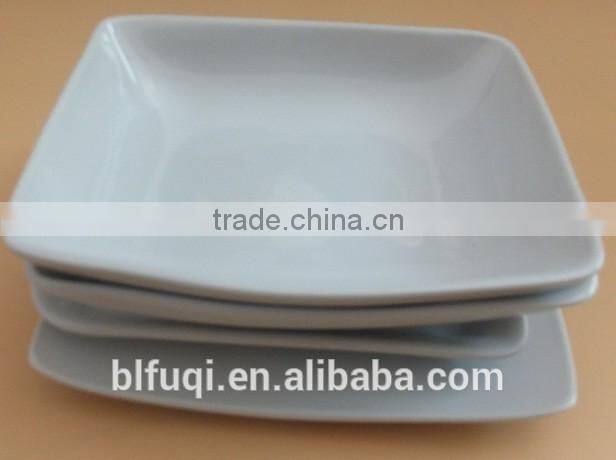 9''cheap bulk white Rectangle porcelain soup plate Hotel used ceramic dinner plate & dish stock FQR16014