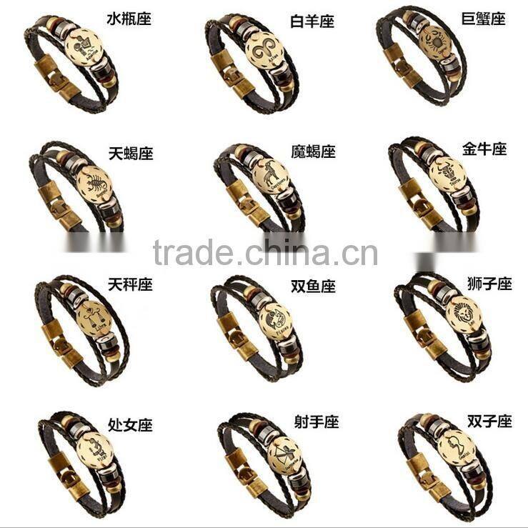 stainless steel leather wrap bracelet