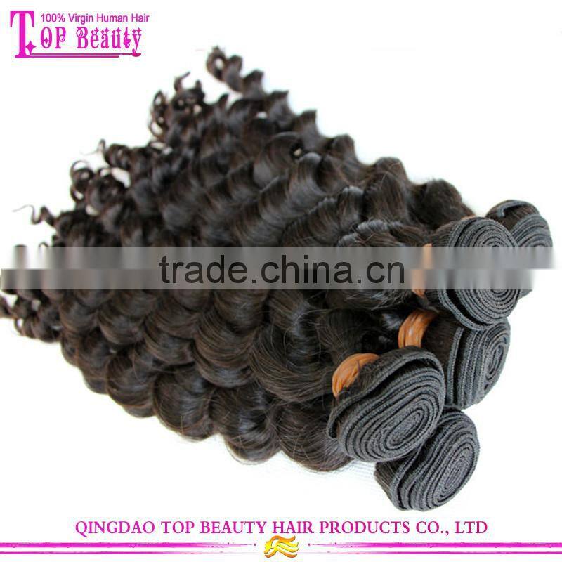 Double drawn 100% virgin real brazilian hair weft cheap deep wave human hair weft