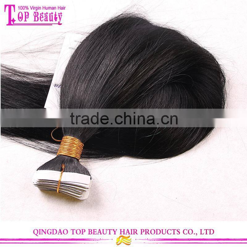 Wholesale 100% european hair tape hair extension high quality straight tape hair