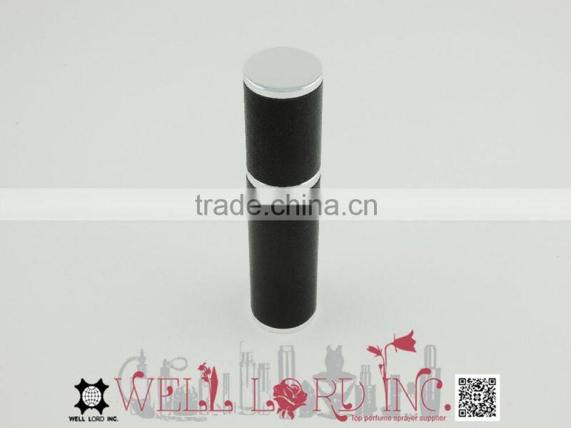12ml classic silver loop black leather wrapped purse atomizer