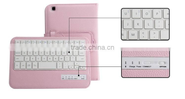 Wireless 8 inch pu leather protective bluetooth keyboard case for samsung Tab 3
