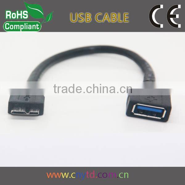 New arrivals 3.0 usb cable black 20 cm micro usb 3.0 otg cable Note3 S5