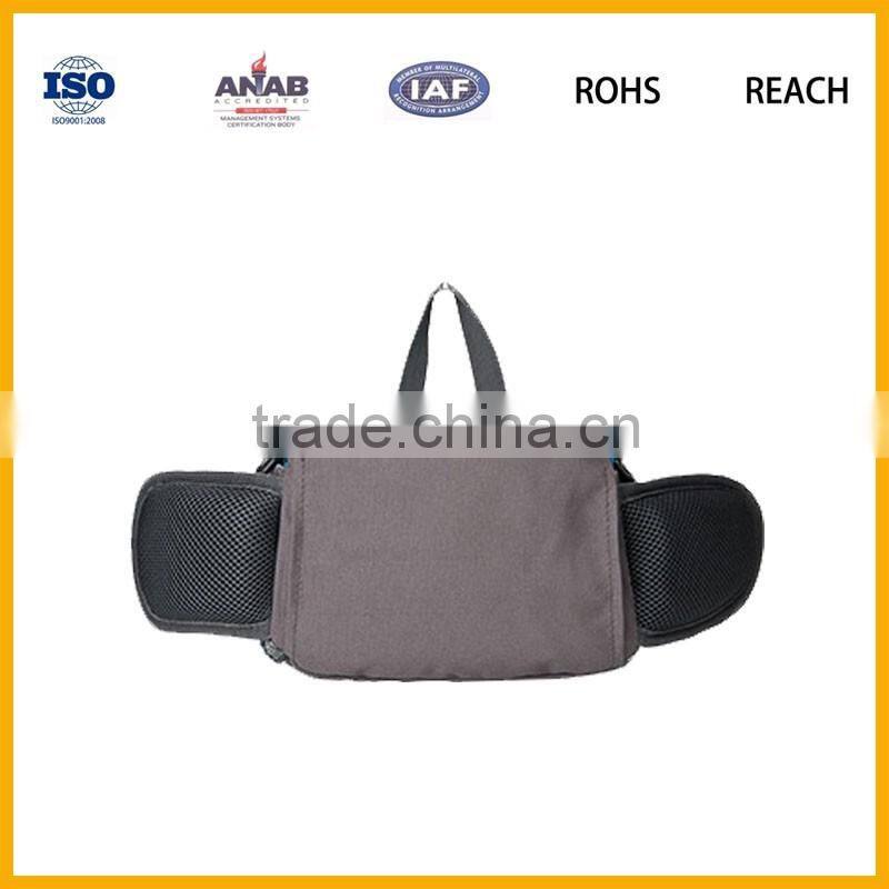 Fashionable Multilayer Nylon Material Cycling Zipper Waist Bag with Small Pocket for Mobile Phone