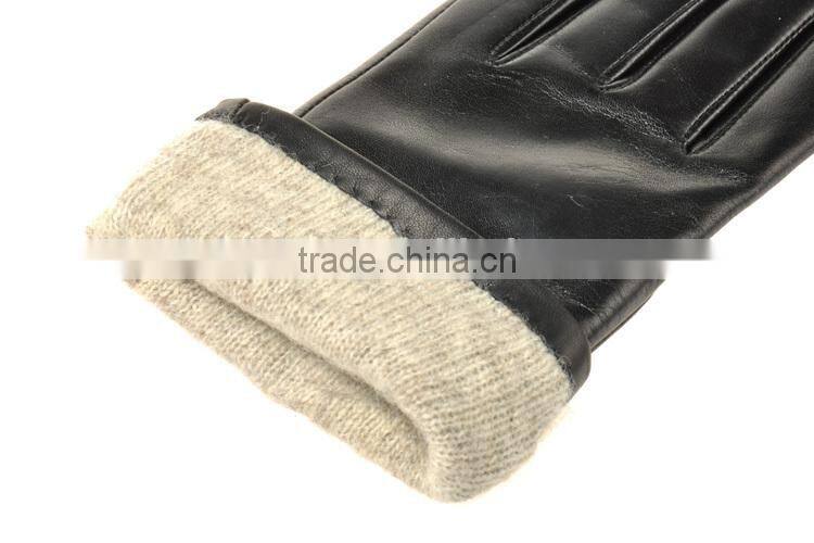 Hot selling white thread little bowknot sheepskin leather gloves for female