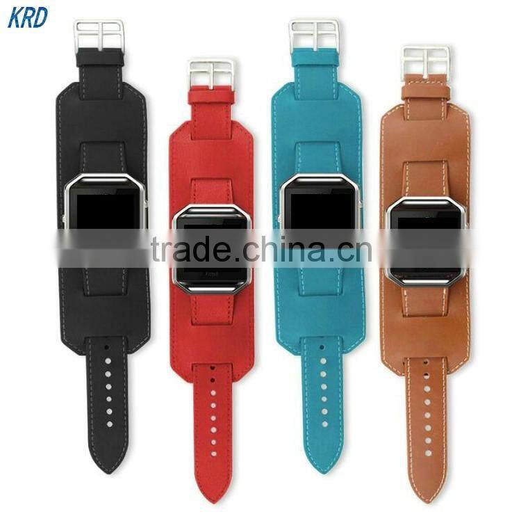 High Quality Cuff Bracelet Watchband Leather Strap For Fitbit Blaze Smart Watch