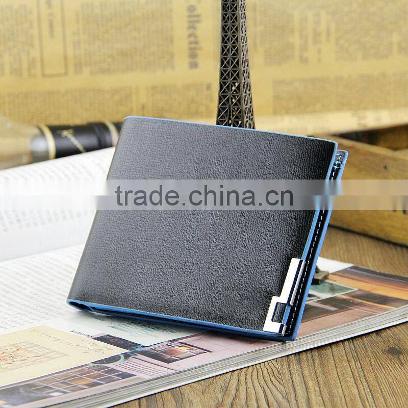 High Quality Brand Blue Edge Best Men's PU Leather Wallet Purse Credit Card Holder Bifold Wallet