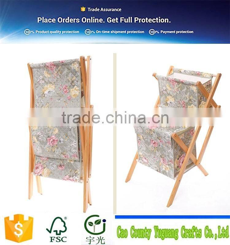 Foldable Two Floor Magazine Shelf Wooden Magazine Rack