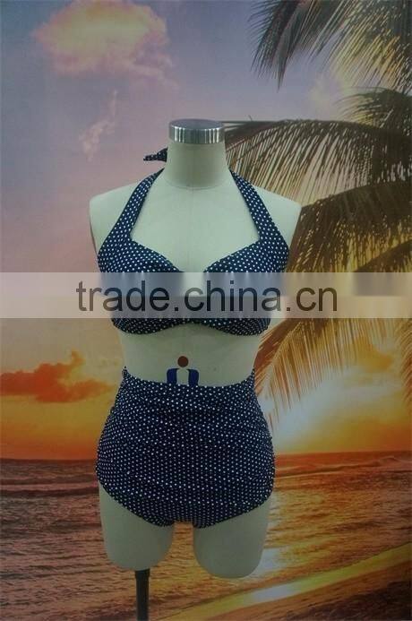 New arrival Dot print fashion retro high waist bikini