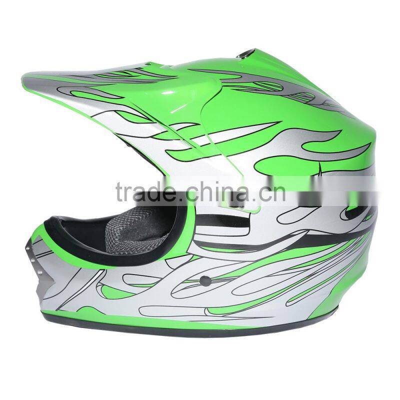 DOT Youth Green Flame for Dirt Bike for ATV Motocross Offroad Helmet MX+GogglesS M L New