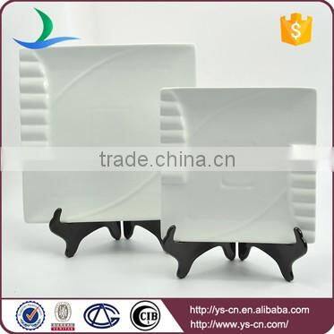Wholesale ceramic white square restaurant custom dinner plate