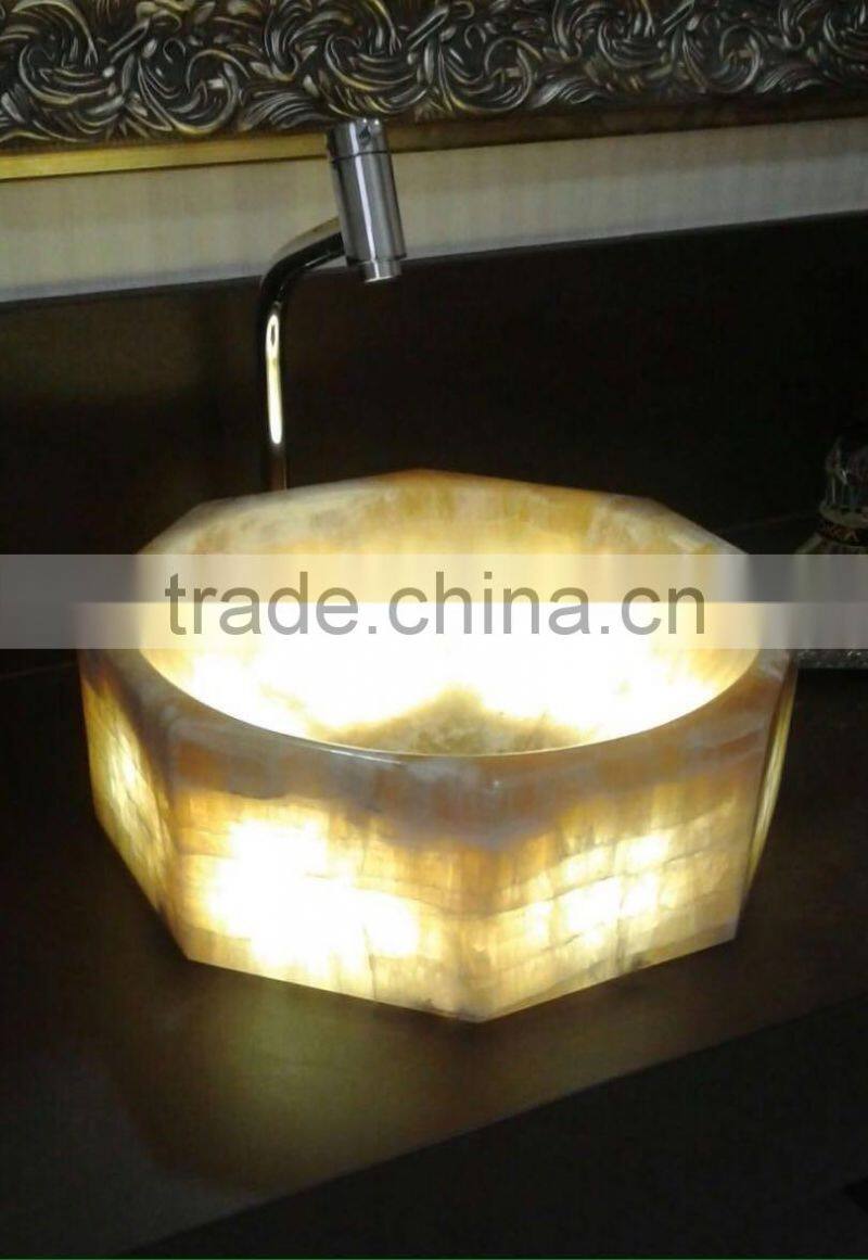 Yellow onyx bathroom sink countertop