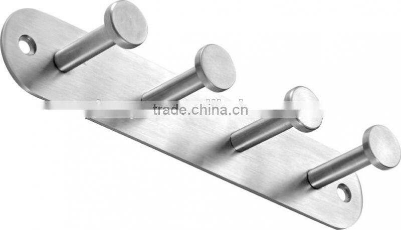 Bathroom Stainless Steel Wall Mounted Clothes Hook With 4 Hooks