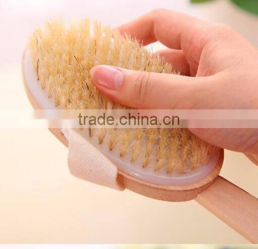 cy298 Removable Body Brush Natural Boar Bristles Long BeechwoodHandle Bath Shower Brushes Great Back Scrubber Dry Skin Brush